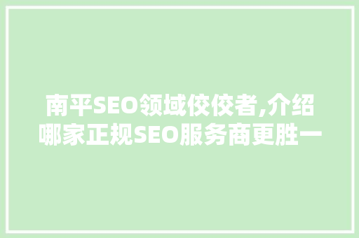 南平SEO领域佼佼者,介绍哪家正规SEO服务商更胜一筹