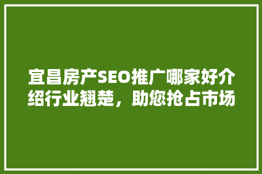 宜昌房产SEO推广哪家好介绍行业翘楚，助您抢占市场先机