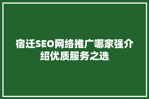 宿迁SEO网络推广哪家强介绍优质服务之选