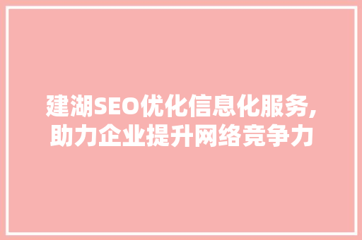 建湖SEO优化信息化服务,助力企业提升网络竞争力