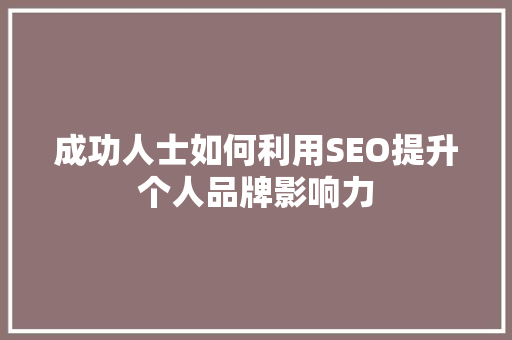 成功人士如何利用SEO提升个人品牌影响力