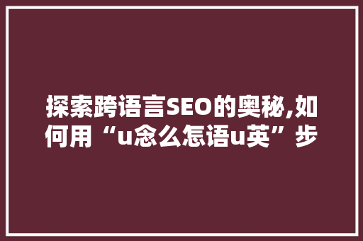 探索跨语言SEO的奥秘,如何用“u念么怎语u英”步骤提升网站国际化排名
