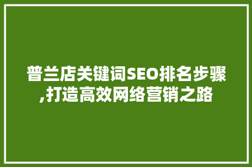 普兰店关键词SEO排名步骤,打造高效网络营销之路