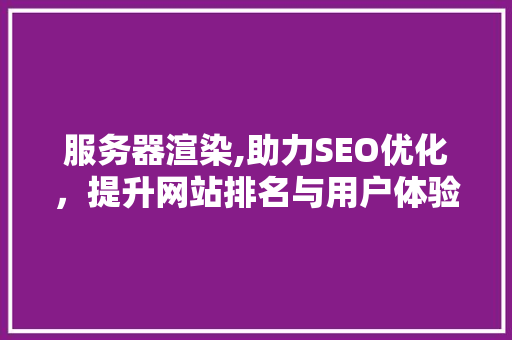 服务器渲染,助力SEO优化，提升网站排名与用户体验