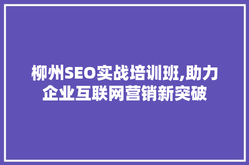 柳州SEO实战培训班,助力企业互联网营销新突破