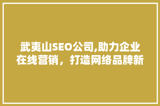 武夷山SEO公司,助力企业在线营销，打造网络品牌新高度