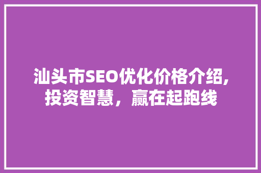 汕头市SEO优化价格介绍,投资智慧，赢在起跑线