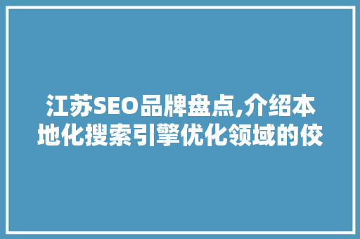 江苏SEO品牌盘点,介绍本地化搜索引擎优化领域的佼佼者