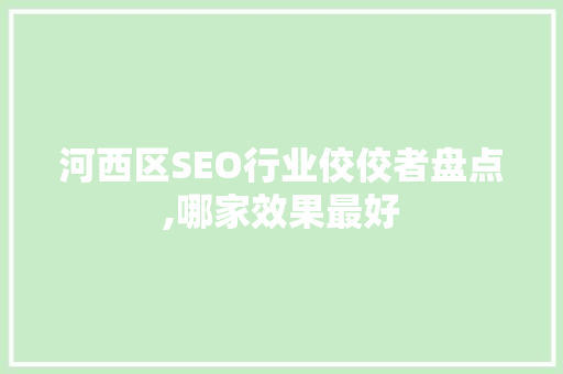 河西区SEO行业佼佼者盘点,哪家效果最好