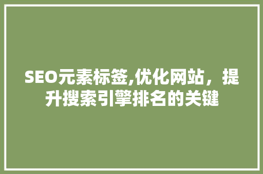 SEO元素标签,优化网站，提升搜索引擎排名的关键