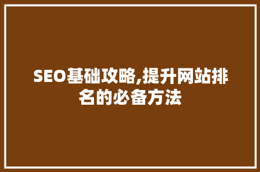 SEO基础攻略,提升网站排名的必备方法
