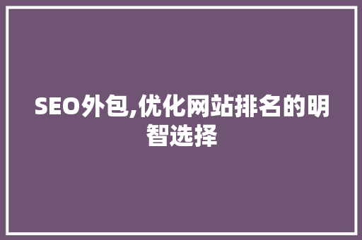 SEO外包,优化网站排名的明智选择