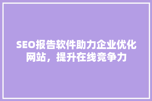 SEO报告软件助力企业优化网站，提升在线竞争力
