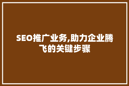 SEO推广业务,助力企业腾飞的关键步骤