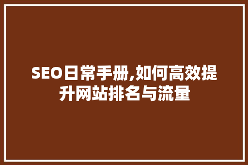 SEO日常手册,如何高效提升网站排名与流量