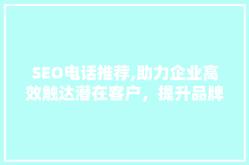 SEO电话推荐,助力企业高效触达潜在客户，提升品牌影响力
