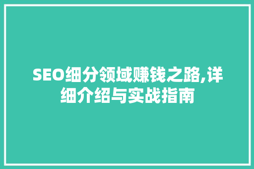 SEO细分领域赚钱之路,详细介绍与实战指南