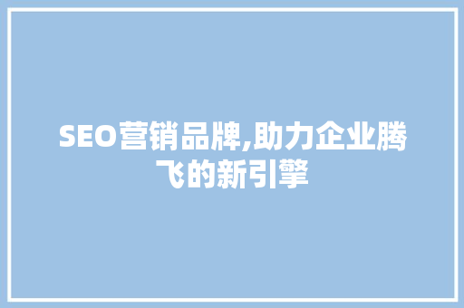 SEO营销品牌,助力企业腾飞的新引擎