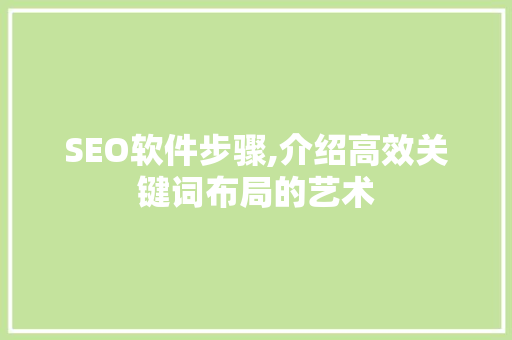 SEO软件步骤,介绍高效关键词布局的艺术