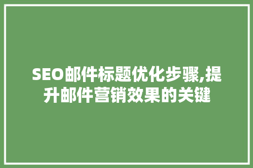 SEO邮件标题优化步骤,提升邮件营销效果的关键