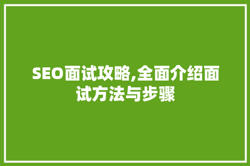 SEO面试攻略,全面介绍面试方法与步骤
