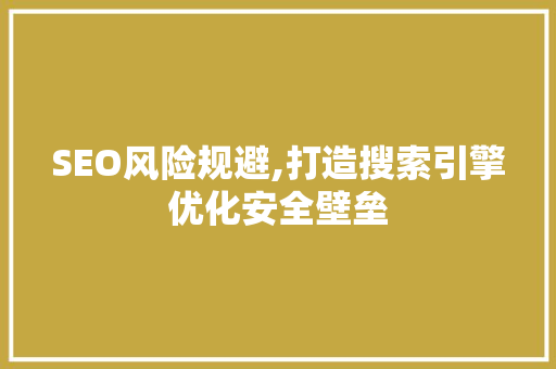 SEO风险规避,打造搜索引擎优化安全壁垒