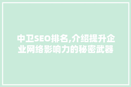 中卫SEO排名,介绍提升企业网络影响力的秘密武器