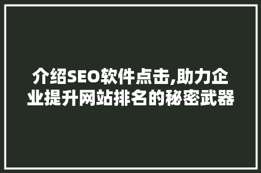 介绍SEO软件点击,助力企业提升网站排名的秘密武器  第1张