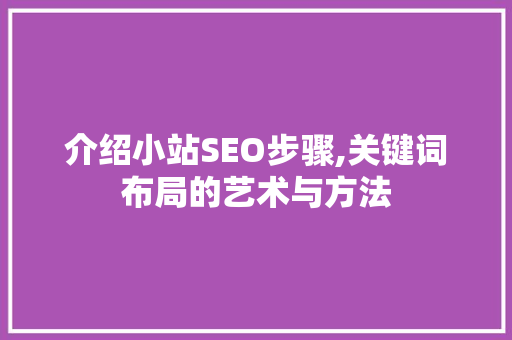 介绍小站SEO步骤,关键词布局的艺术与方法