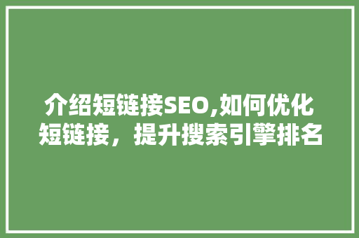 介绍短链接SEO,如何优化短链接，提升搜索引擎排名