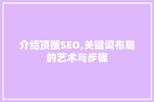 介绍顶搜SEO,关键词布局的艺术与步骤