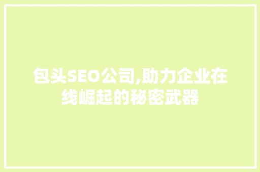 包头SEO公司,助力企业在线崛起的秘密武器