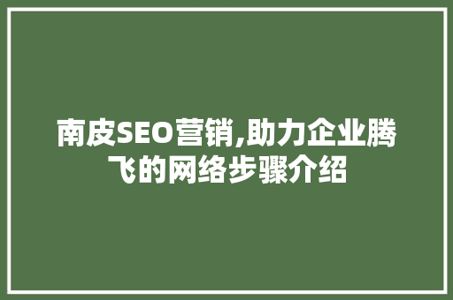 南皮SEO营销,助力企业腾飞的网络步骤介绍