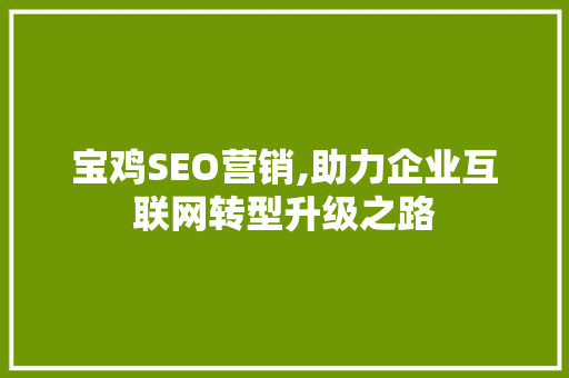宝鸡SEO营销,助力企业互联网转型升级之路