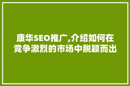 康华SEO推广,介绍如何在竞争激烈的市场中脱颖而出