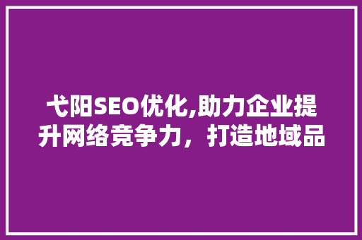 弋阳SEO优化,助力企业提升网络竞争力，打造地域品牌新高度