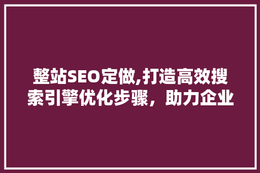 整站SEO定做,打造高效搜索引擎优化步骤，助力企业网站腾飞