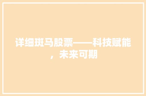 详细斑马股票——科技赋能，未来可期