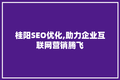 桂阳SEO优化,助力企业互联网营销腾飞