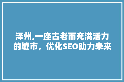 泽州,一座古老而充满活力的城市，优化SEO助力未来发展