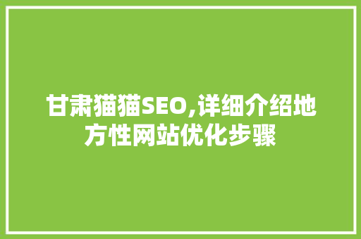 甘肃猫猫SEO,详细介绍地方性网站优化步骤