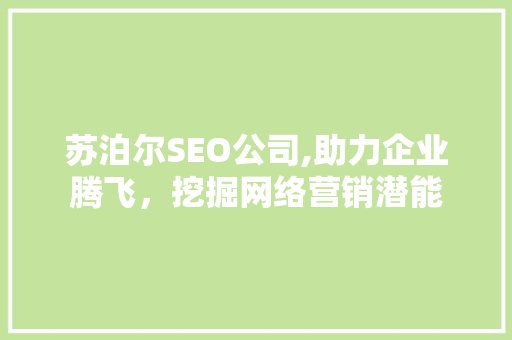 苏泊尔SEO公司,助力企业腾飞，挖掘网络营销潜能