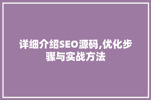 详细介绍SEO源码,优化步骤与实战方法