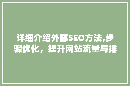 详细介绍外部SEO方法,步骤优化，提升网站流量与排名