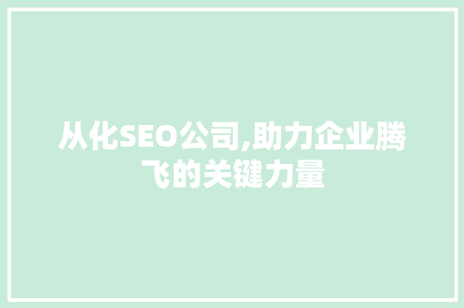 从化SEO公司,助力企业腾飞的关键力量