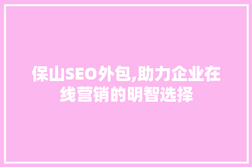 保山SEO外包,助力企业在线营销的明智选择
