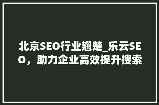 北京SEO行业翘楚_乐云SEO，助力企业高效提升搜索引擎排名