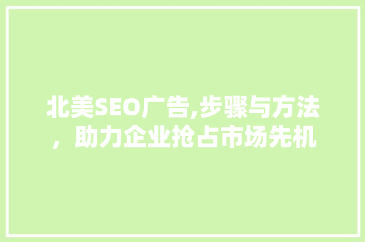 北美SEO广告,步骤与方法，助力企业抢占市场先机