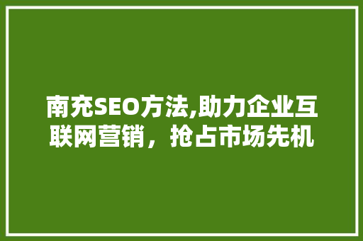 南充SEO方法,助力企业互联网营销，抢占市场先机