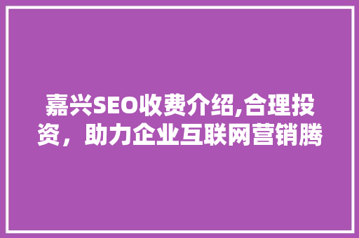嘉兴SEO收费介绍,合理投资，助力企业互联网营销腾飞